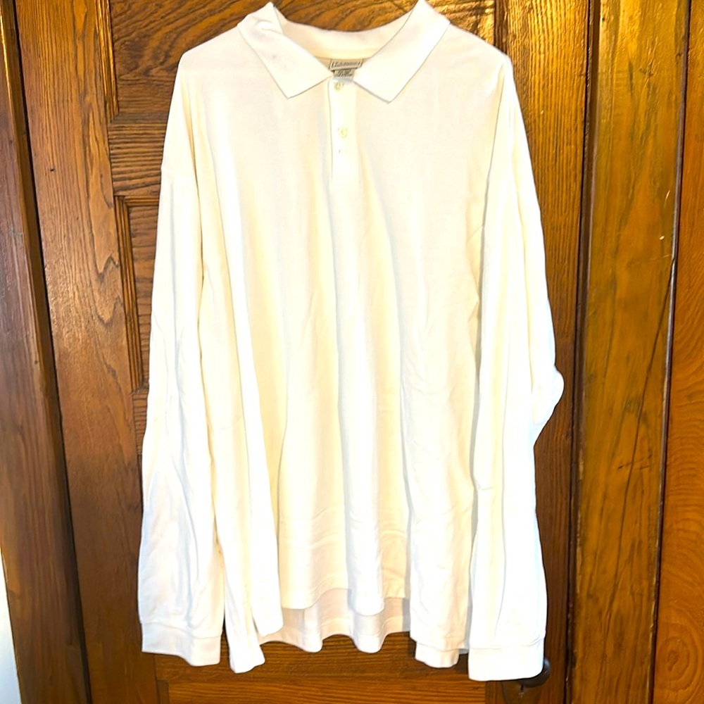 Men’s long sleeve polo shirt LL BEAN XXL TALL White